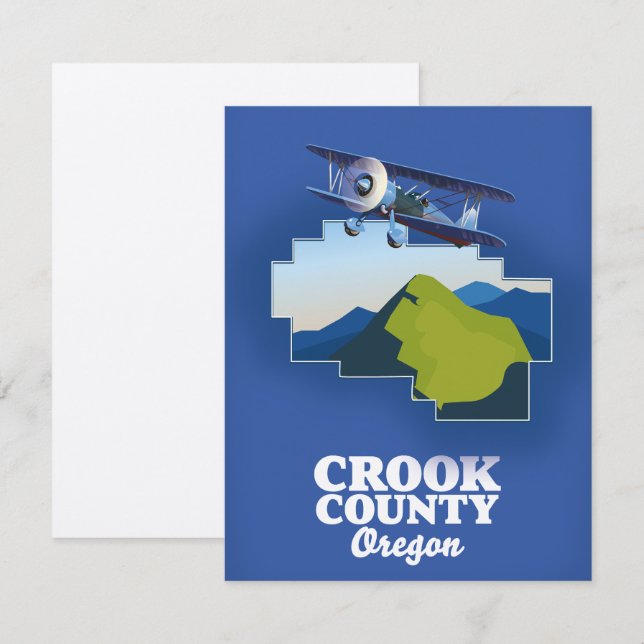Mapa do Condado de Crook Oregon (Frente/Verso)