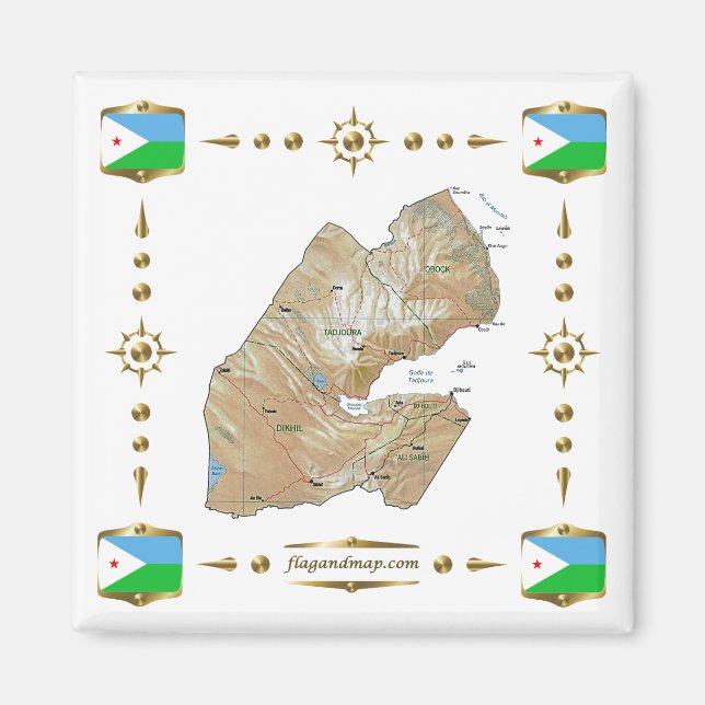 Mapa do Djibouti + Íman do Flagres (Frente)