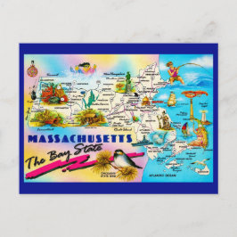Mapa do Estado de Massachusetts em Cartão Postal