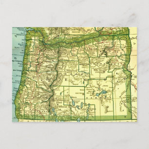 Mapa do Estado de Oregon em cartão postal
