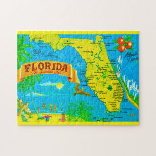 Mapa do Florida Sunshine 11x14 Quebra-Cabeça