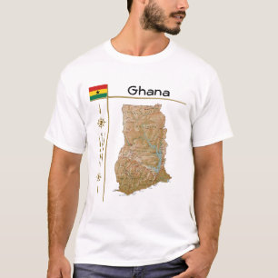 Mapa do Gana + Sinalizador + Título T-Shirt