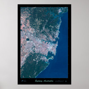 Mapa do impressão poster de fotos do satélite Sydn