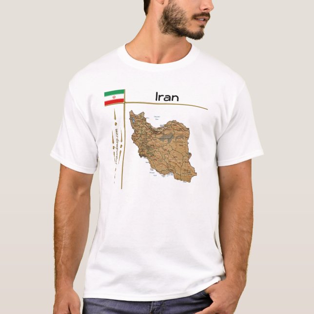 Mapa do Irã + Sinalizador + Título T-Shirt (Frente)