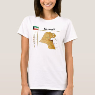 Mapa do Kuwait + Sinalizador + Título T-Shirt