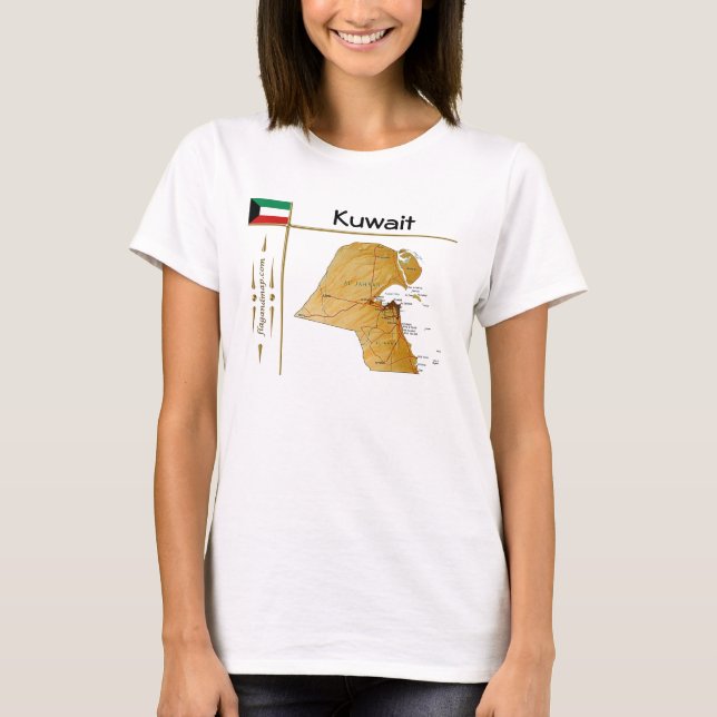 Mapa do Kuwait + Sinalizador + Título T-Shirt (Frente)