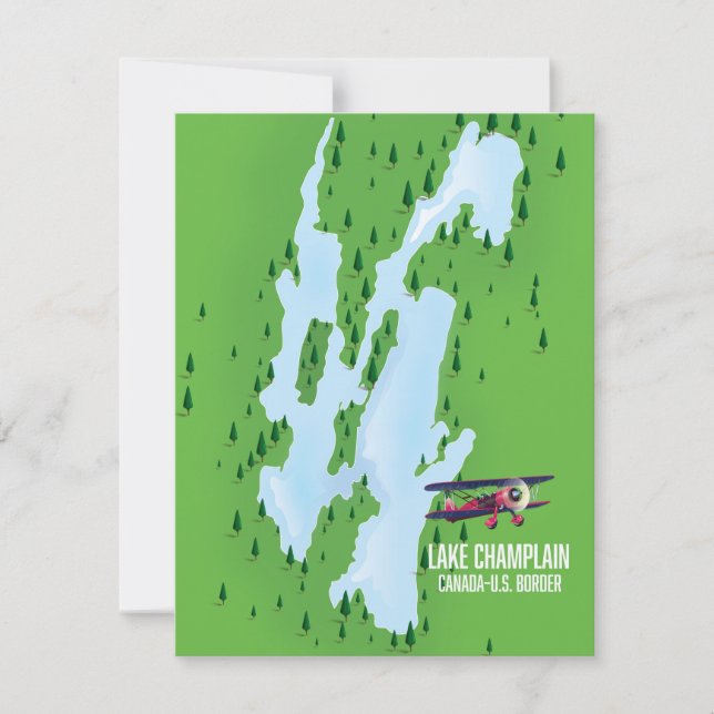 Mapa do Lago Champlain EUA Canadá pôster (Frente)