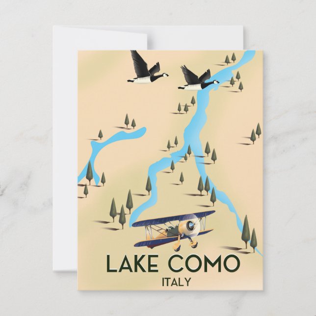 Mapa do Lago de Como Itália Cartaz de viagem (Frente)