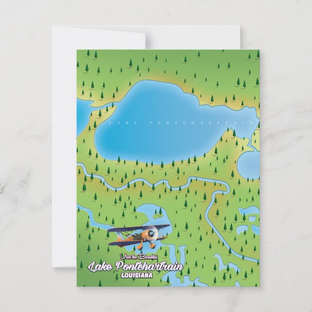 Mapa do lago do Lago Pontchartrain Louisiana (Frente)