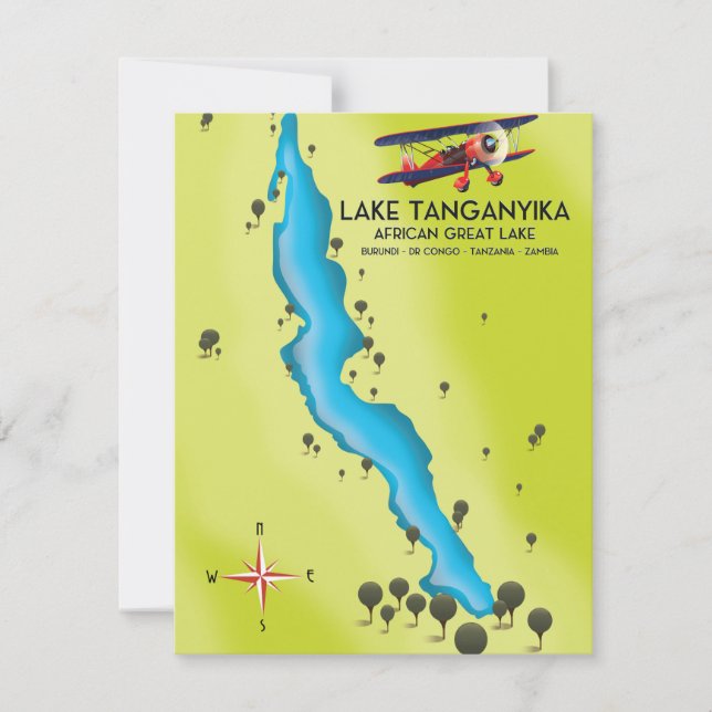 Mapa do lago Excelente africano do Lago Tanganyika (Frente)