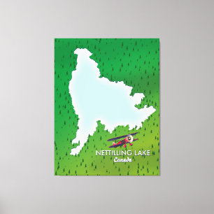 Mapa do lago Hubbard no norte de Michigan Canvas P