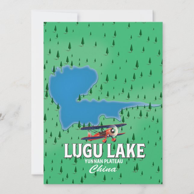 Mapa do Lago Lugu, Planalto de Yunnan, China (Frente)