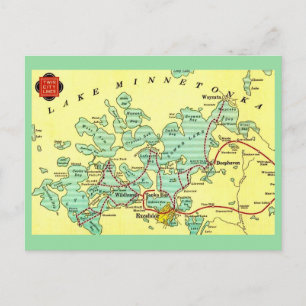 Mapa do Lago Minnetonka em cartão postal