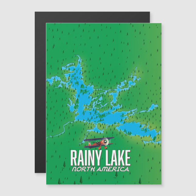 Mapa do lago Rainy na América do Norte (Frente/Verso)