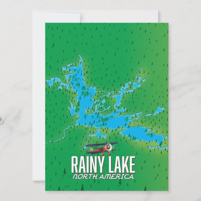 Mapa do lago Rainy na América do Norte (Frente)