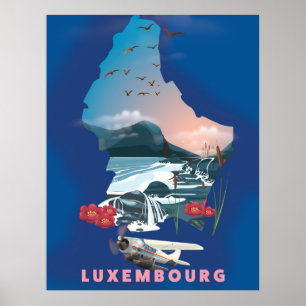 Mapa do Luxemburgo ilustra o poster de viagens.