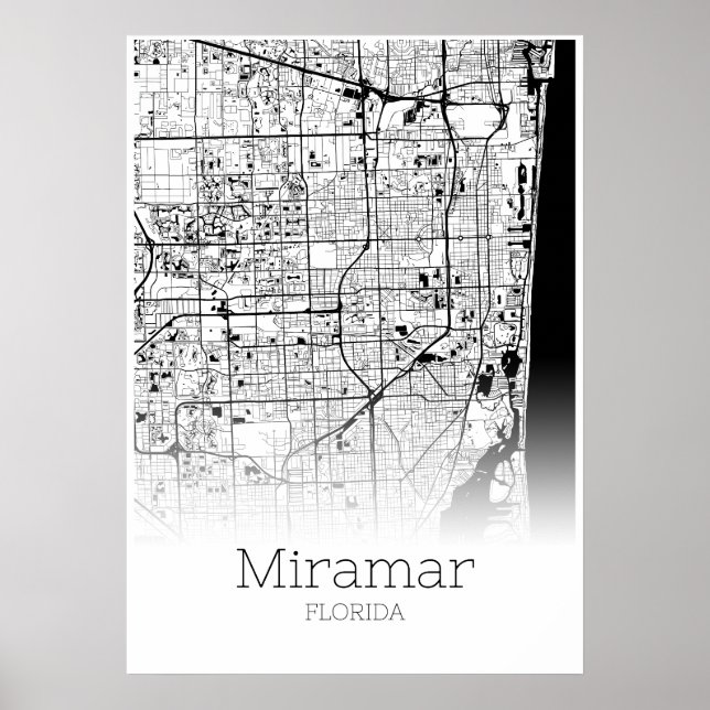 Mapa do Miramar - Flórida - Poster do Mapa da Cida (Frente)
