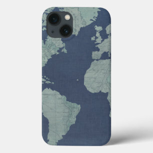 Mapa do Mundo de Linen Azul