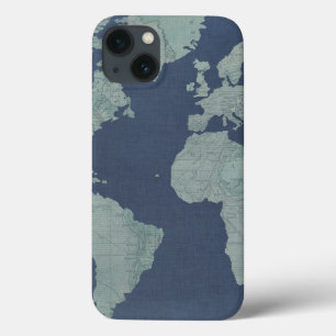 Mapa do Mundo de Linen Azul