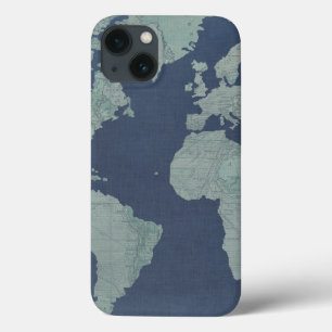 Mapa do Mundo de Linen Azul