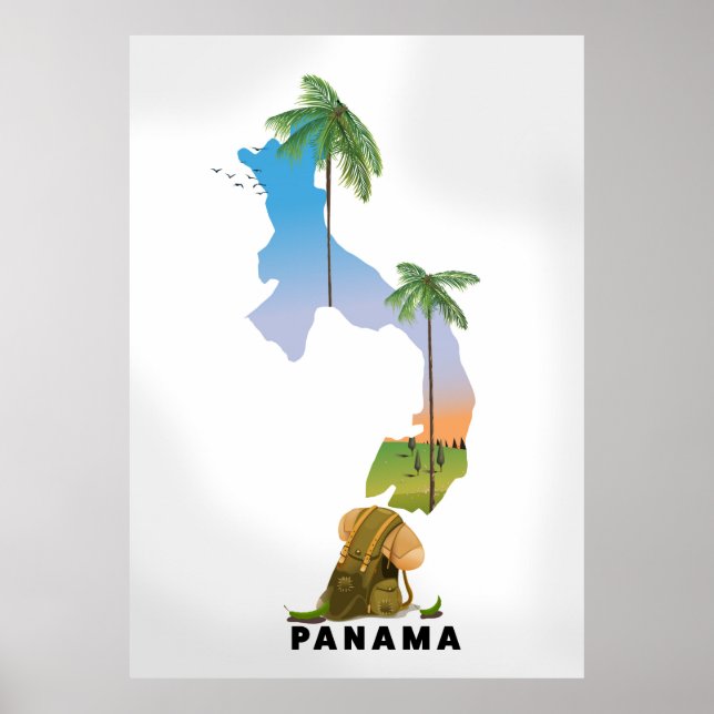 Mapa do Panamá impressão de poster de viagens Ilus (Frente)