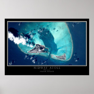 Mapa do Poster de Satélite Atoll Midway