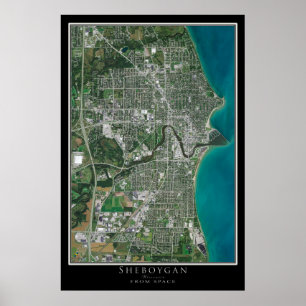 Mapa do Poster de Satélite de Sheboygan em Wiscons