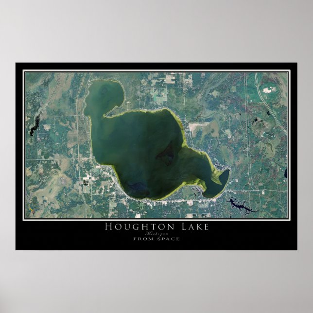 Mapa do Poster de Satélite do Lago Houghton Michig (Frente)