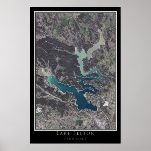 Mapa do Poster de Satélite do Texas Belton Lake