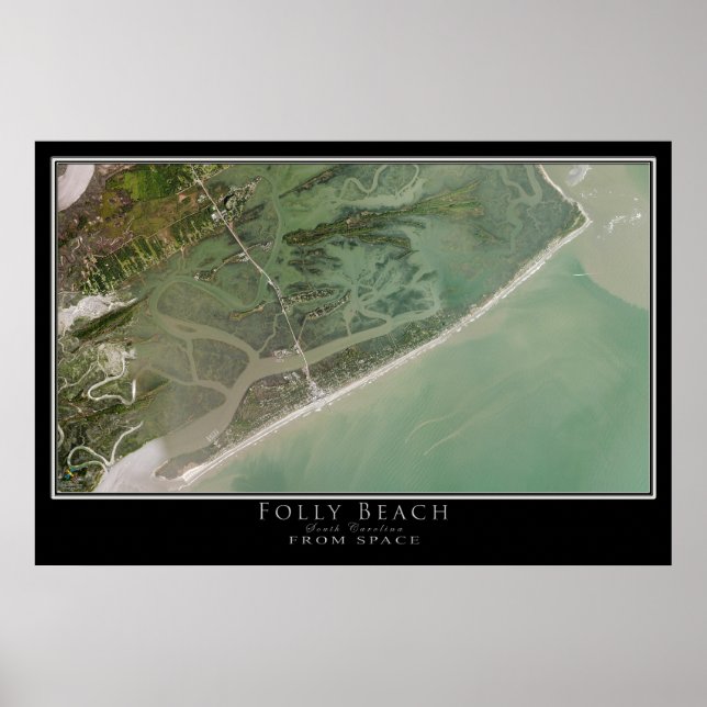 Mapa do Poster de Satélite Folly Beach South Carol (Frente)