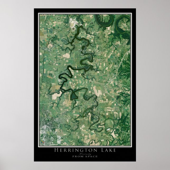 Mapa do Poster de Satélite Herrington Lake Kentuck (Frente)