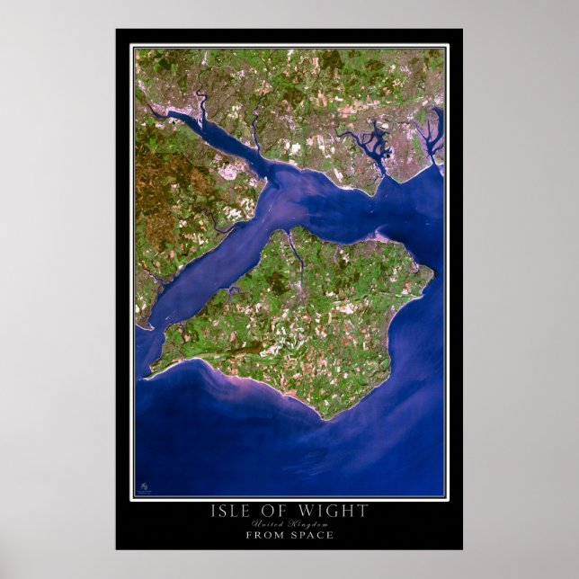 Mapa Do Poster De Satélite Isle Of Wight (Frente)