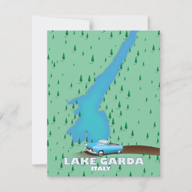 Mapa do pôster de viagem do Lago Garda Itália (Frente)