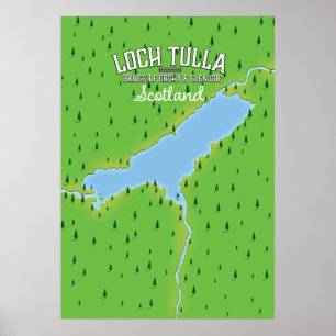 Mapa do Poster de viagens Loch Tulla Scotland