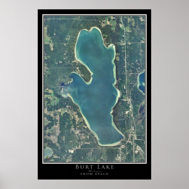 Mapa do Poster do Burt Lake Michigan (Frente)