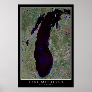 Mapa do Poster do Lago Michigan