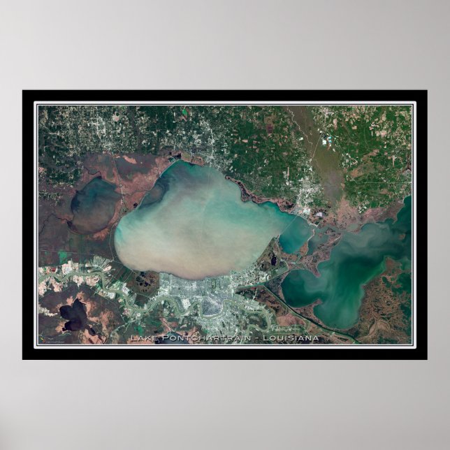 Mapa do Poster do Lago Pontchartrain Louisiana (Frente)