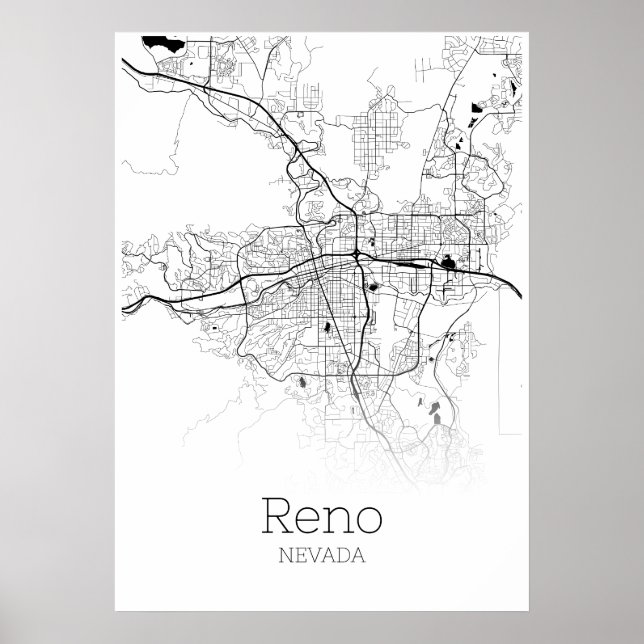 Mapa do Reno - Nevada - Poster do mapa da cidade (Frente)