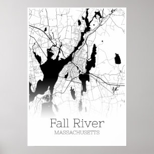 Mapa do Rio Fall - Massachusetts - Poster do Mapa