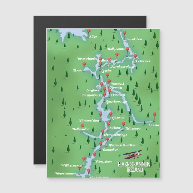 Mapa do rio Shannon Irlanda (Frente/Verso)