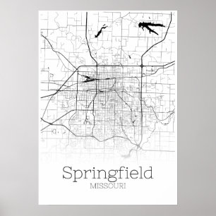 Mapa do Springfield - Missouri - Poster do mapa da