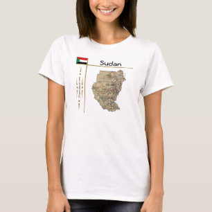 Mapa do Sudão + Sinalizador + Título T-Shirt