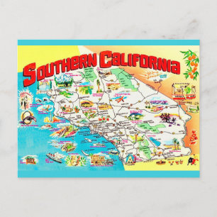 Mapa do Sul da Califórnia em Cartão Postal