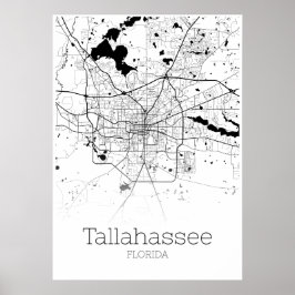 Mapa do Tallahassee - Flórida - Poster do Mapa da