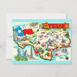Mapa do Texas cartão postal de saudação