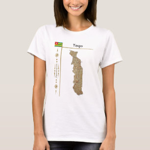Mapa do Togo + Sinalizador + Título T-Shirt