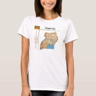 Mapa do Uganda + Sinalizador + Título T-Shirt