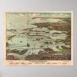 Mapa do vintage do poster do porto de Boston