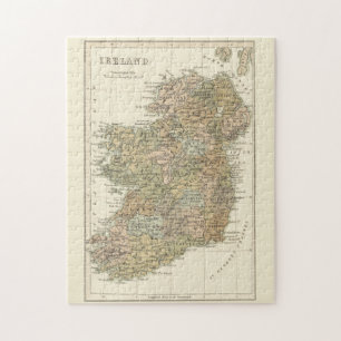 Mapa do vintage do quebra-cabeça de Ireland 1862