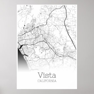 Mapa do Vista - Califórnia - Poster do mapa da ci